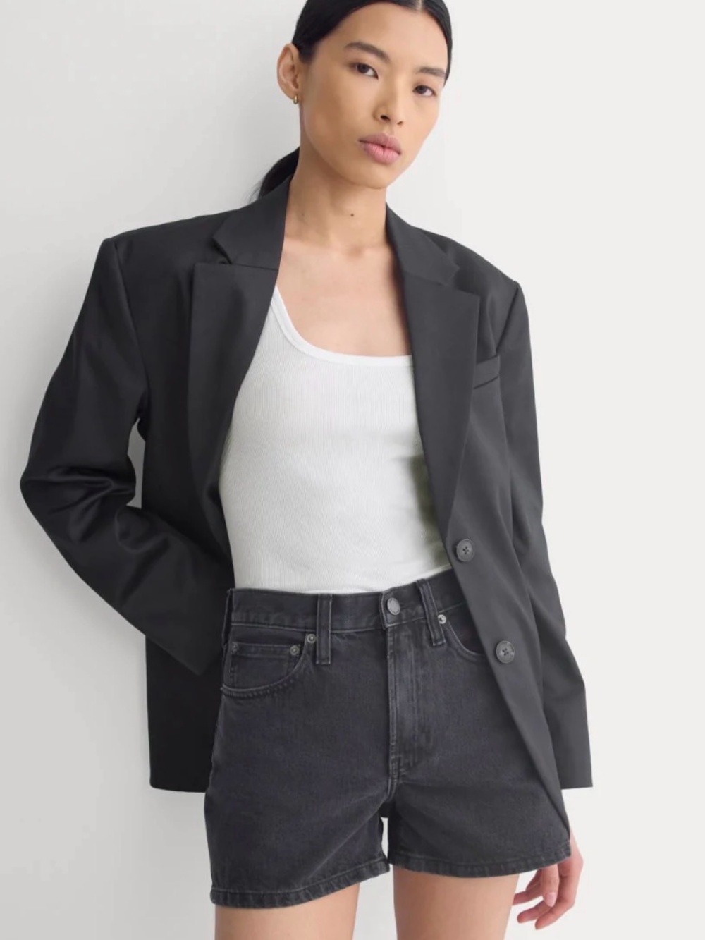 Everlane Black Charcoal High Rise Classic Jean Shorts